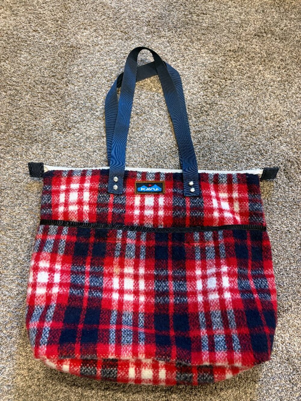 KAVU Red Plaid Wool Blend Tote Bag – Zippered Shoulder Bag